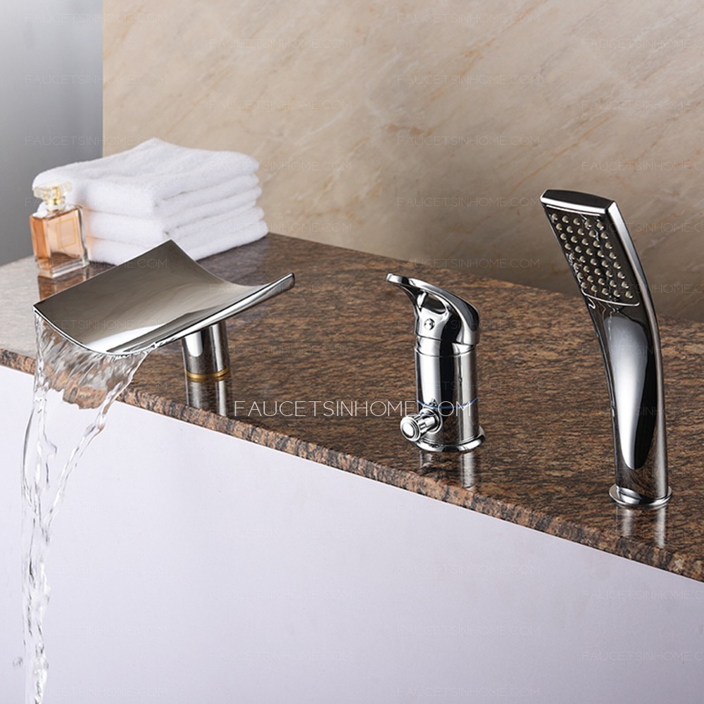 Sliver Chrome Sink Faucet For Bathroom Waterfall Modern Mixer Tap Pull Down