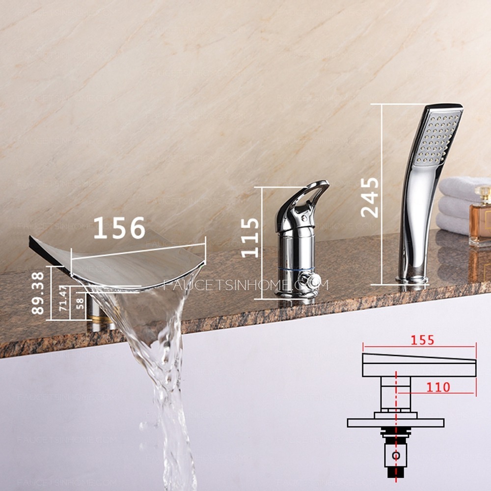 Sliver Chrome Sink Faucet For Bathroom Waterfall Modern Mixer Tap Pull Down