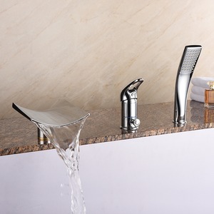 Sliver Chrome Sink Faucet For Bathroom Waterfall Modern Mixer Tap Pull Down