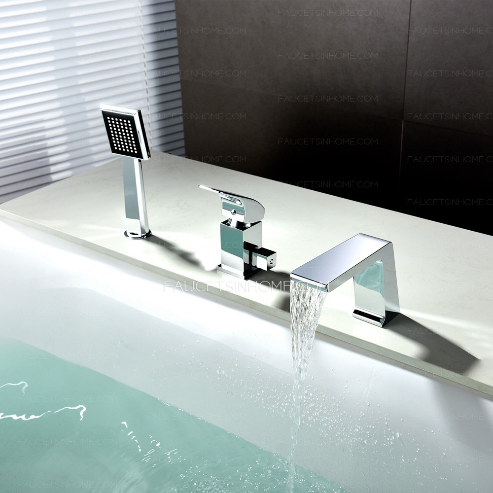 Square Electroplated Pull Out Bathroom Faucet Waterfall Commercial Tap