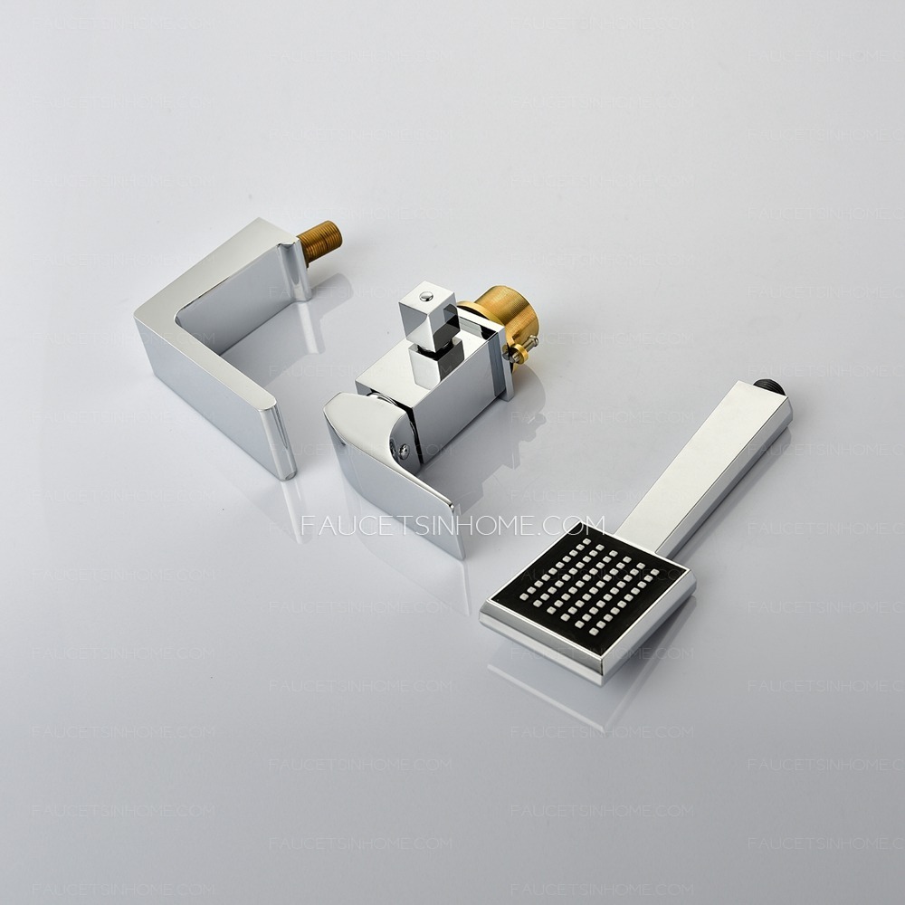 Square Electroplated Pull Out Bathroom Faucet Waterfall Commercial Tap