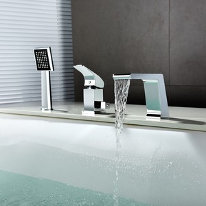 Square Electroplated Pull Out Bathroom Faucet Waterfall Commercial Tap