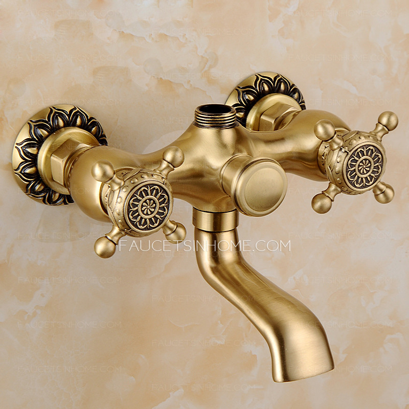 Antique Gold Brushed Nickel Shower Faucet Kit Handheld Spray Modern Luxury 