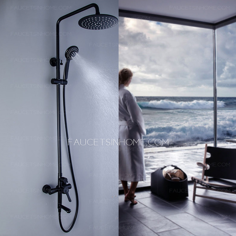 Matte Black Stainless Steel Shower Faucet Kit Bathtub 8 Inch Shower Head