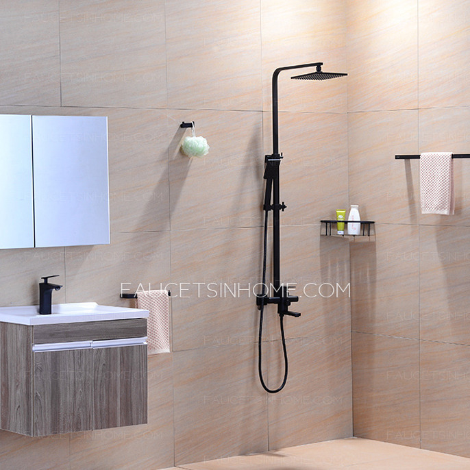 Square Black Oil Rubbed Bronzed Shower Faucet Set Single Handle Top Rated 