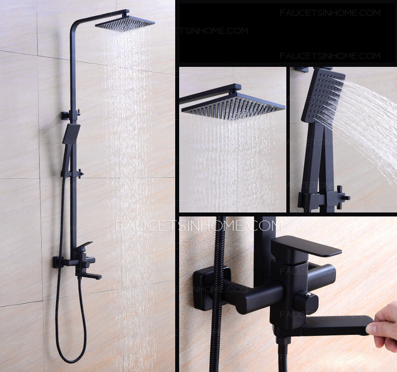 Square Black Oil Rubbed Bronzed Shower Faucet Set Single Handle Top Rated 