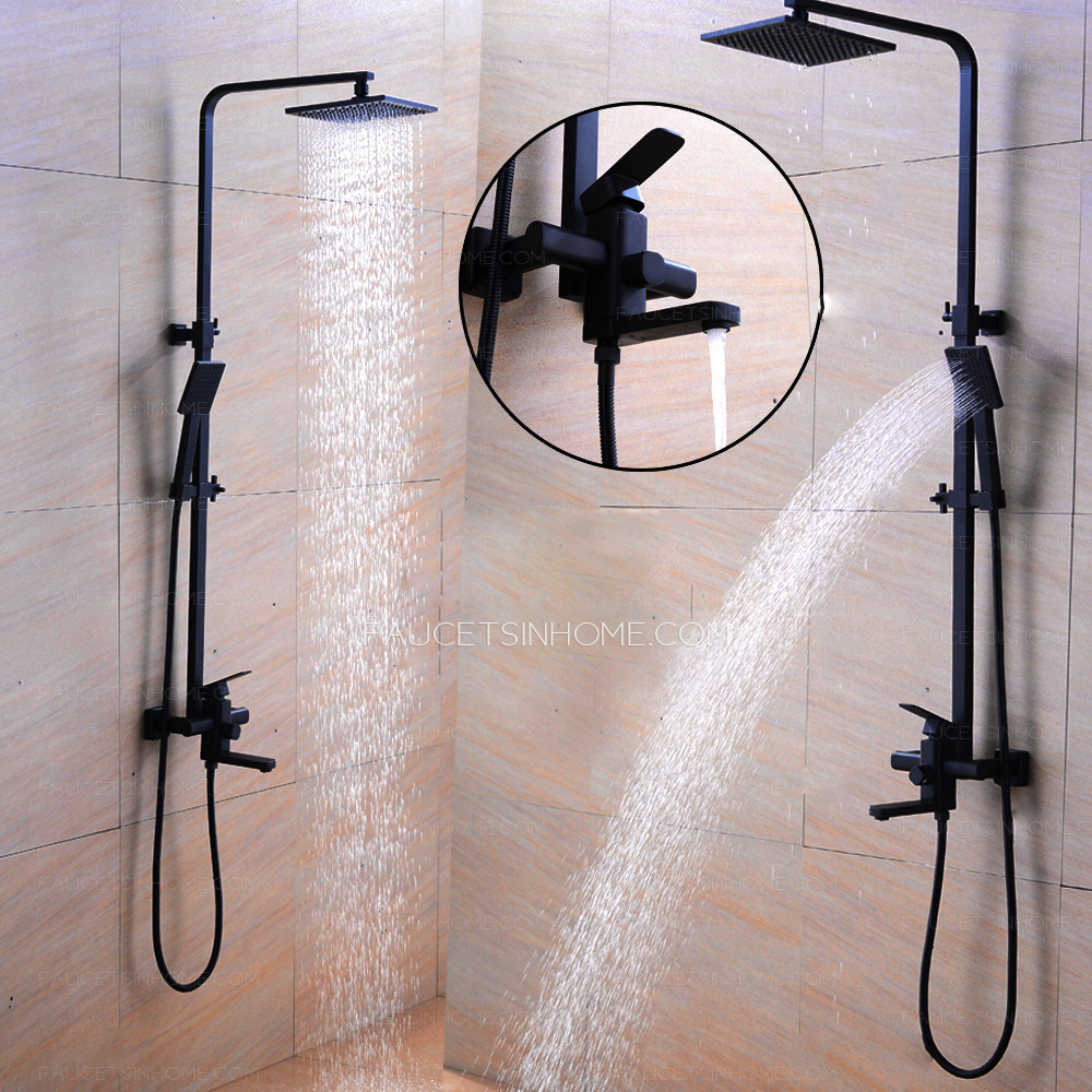 Square Black Oil Rubbed Bronzed Shower Faucet Set Single Handle Top Rated 