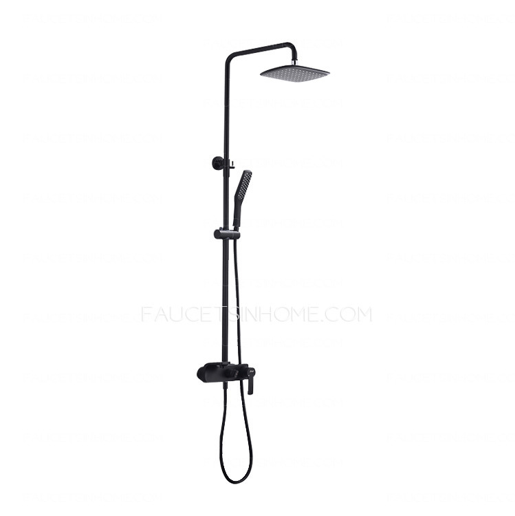 Square Matte Black Shower Fixture Handheld Spray Modern Luxury Outdoor