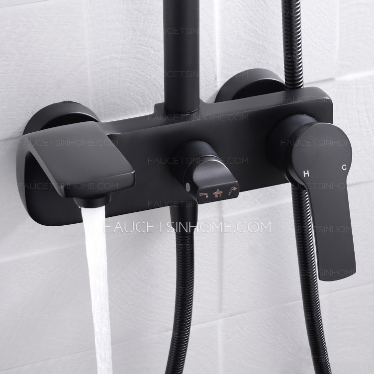 Square Matte Black Shower Fixture Handheld Spray Modern Luxury Outdoor