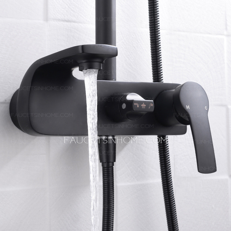 Square Matte Black Shower Fixture Handheld Spray Modern Luxury Outdoor