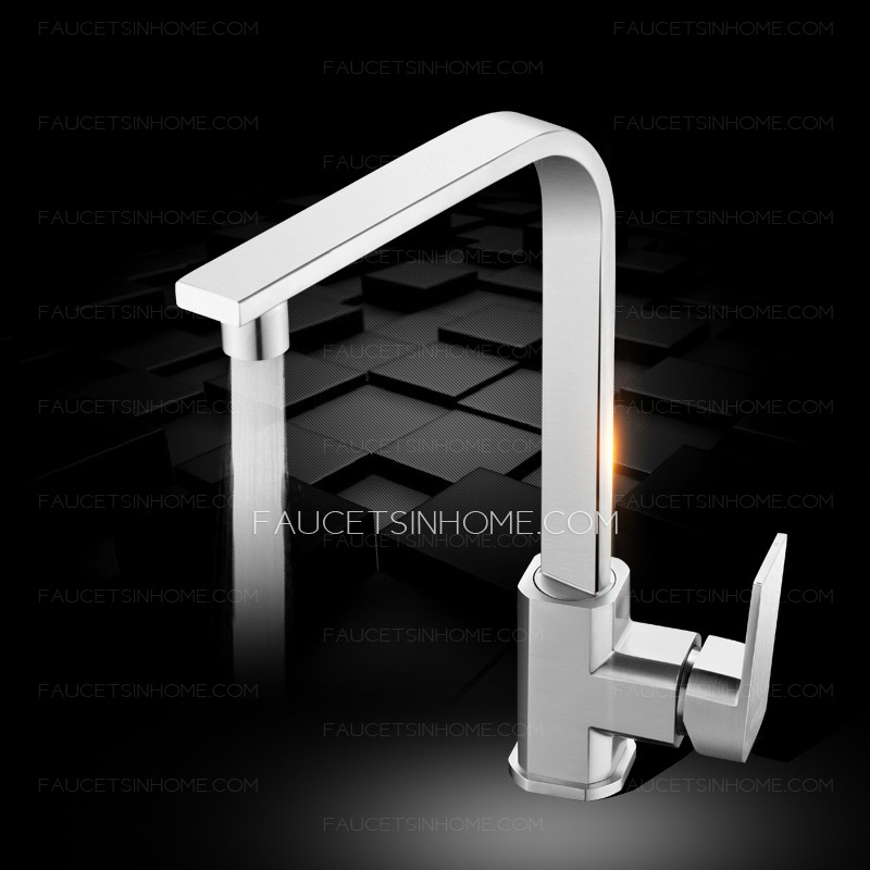 Stainless Steel Square Kitchen Sink Faucet 90 Degree Modern Designer 