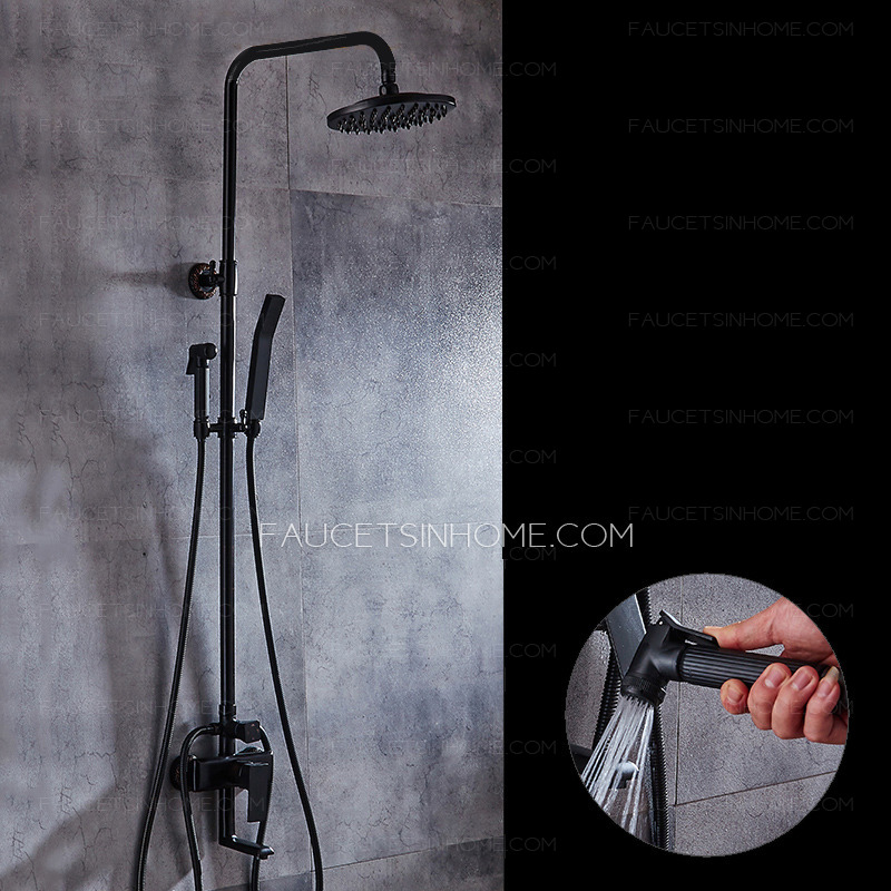 Brass Matte Black Round Shower Fixture Single Handle High Quality Bathroom Designer