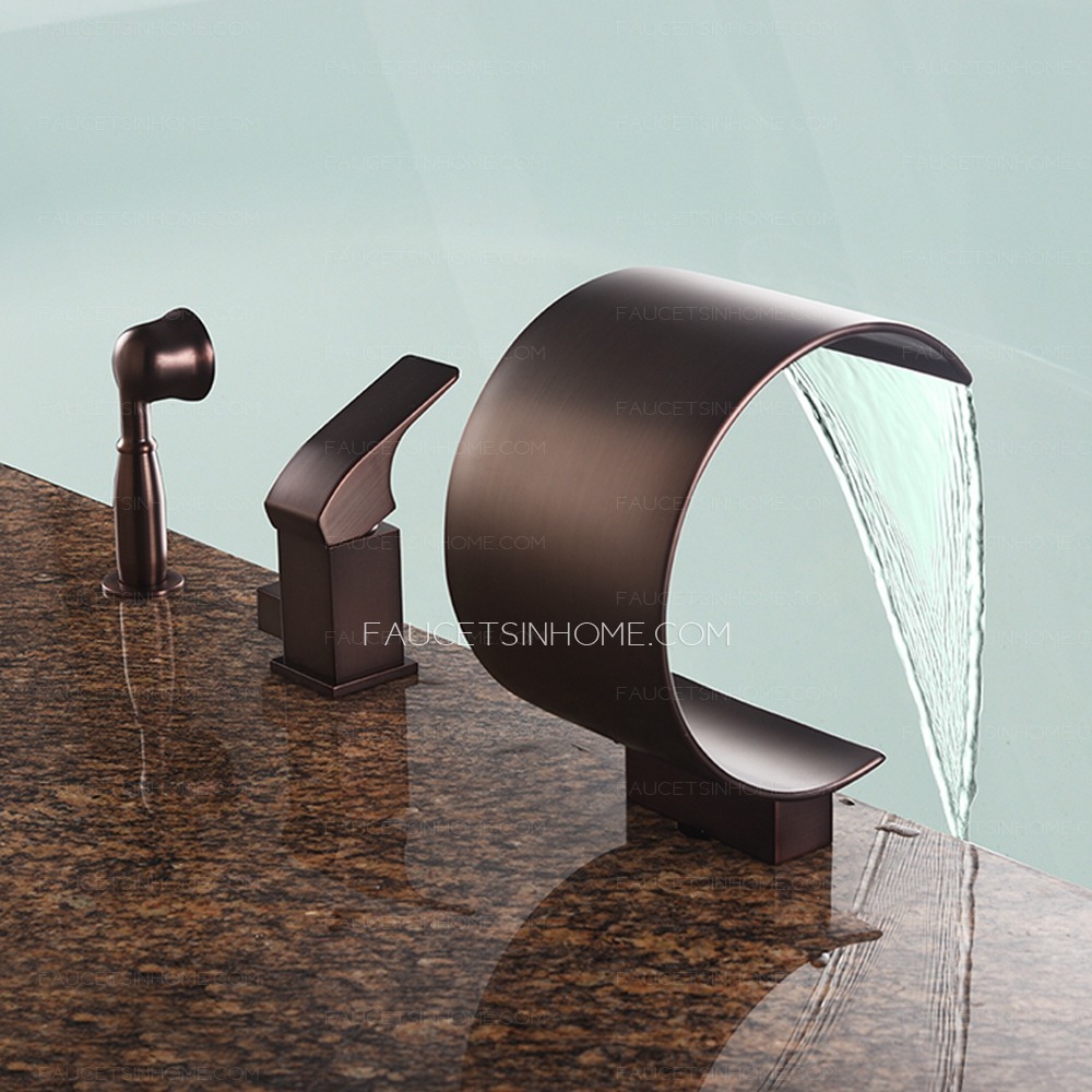 High End Oil Rubbed Bronze 3 Hole Waterfall Bathroom Roman Tub Faucet