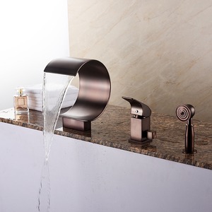 High End Oil Rubbed Bronze 3 Hole Waterfall Bathroom Roman Tub Faucet