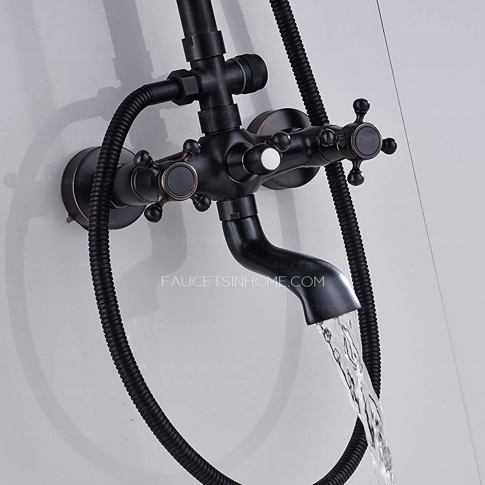 Luxury Matte Black Bronze Bathroom Shower Faucet Set Rain Shower Head 