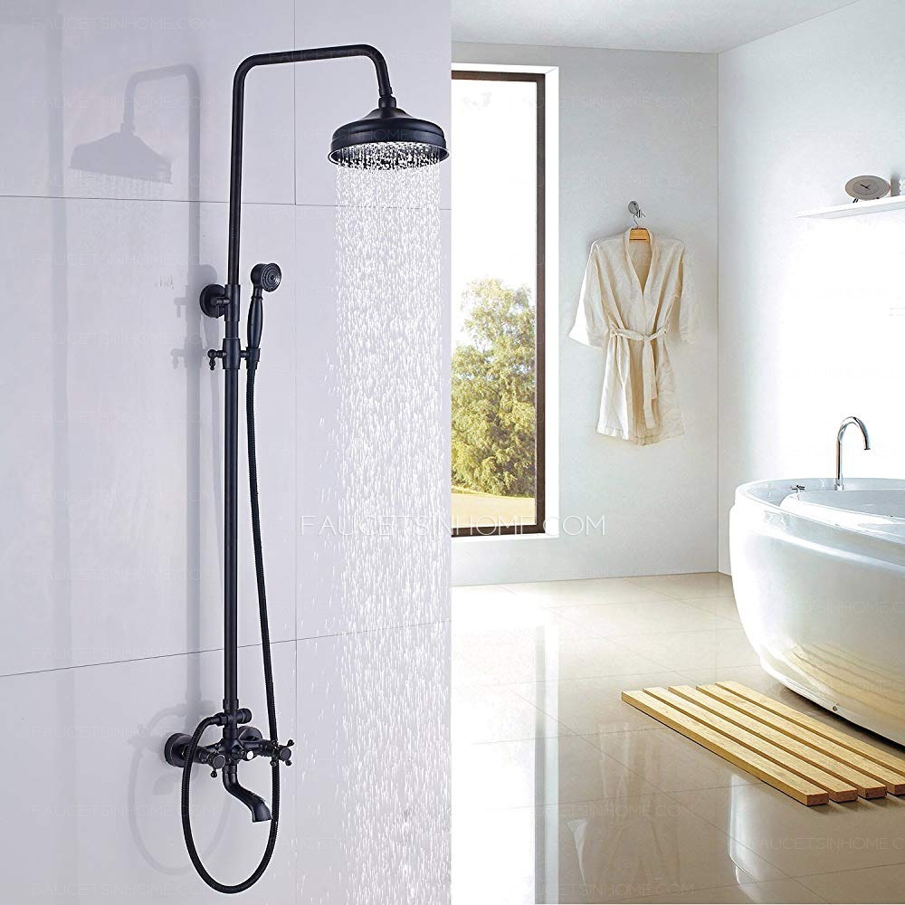 Luxury Matte Black Bronze Bathroom Shower Faucet Set Rain Shower Head 