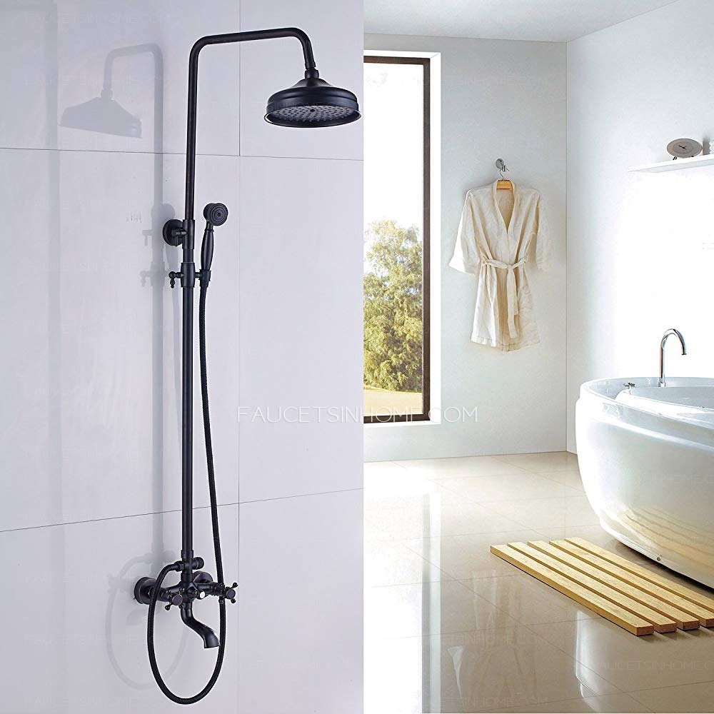 Luxury Matte Black Bronze Bathroom Shower Faucet Set Rain Shower Head 