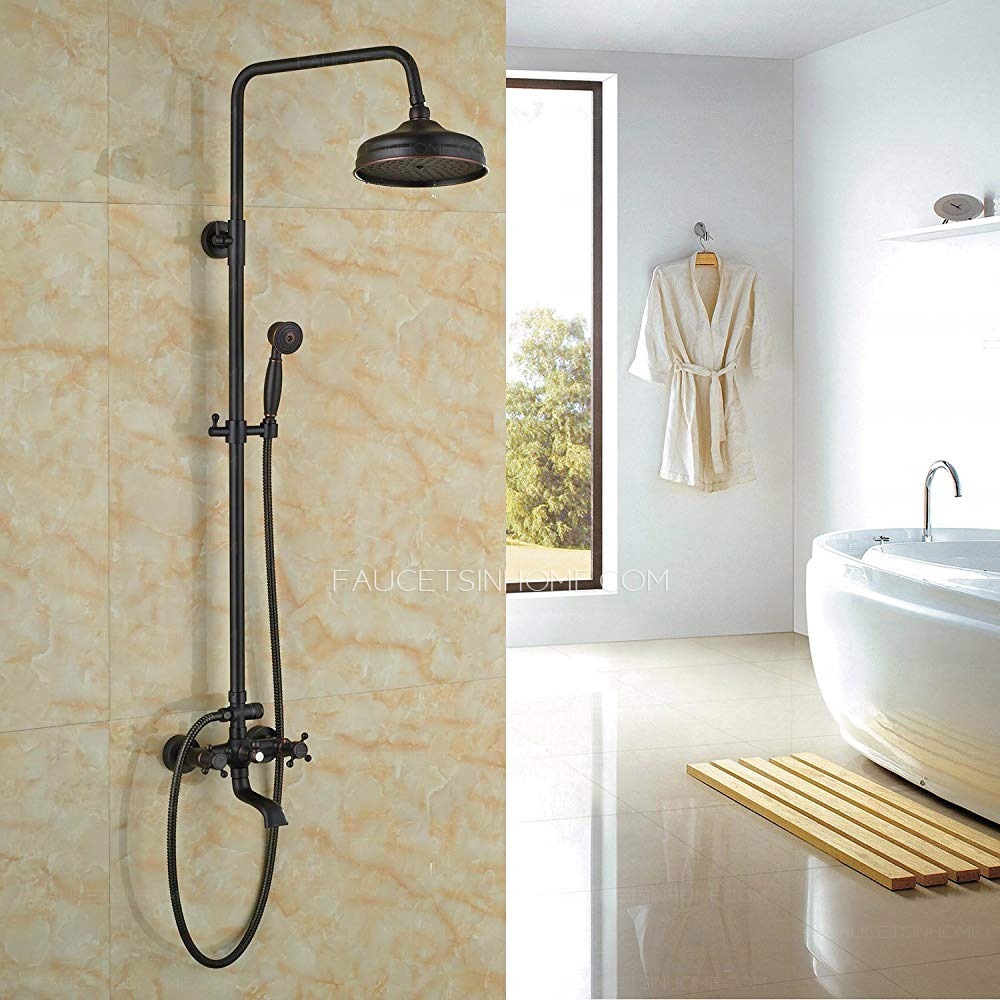 Luxury Matte Black Bronze Bathroom Shower Faucet Set Rain Shower Head 