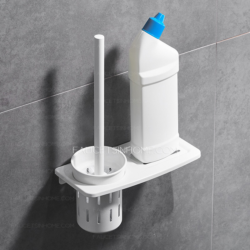 White Wall Mount Free Hole Toilet Brush With Holder Top Rated