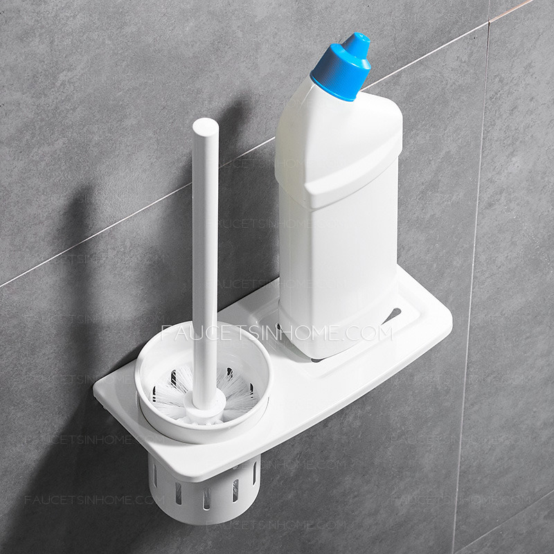 White Wall Mount Free Hole Toilet Brush With Holder Top Rated