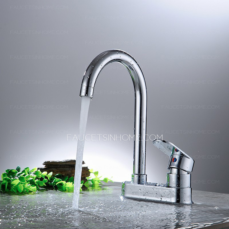 Discount Modern Centerset Gooseneck Kitchen Sink Faucet Two Hole