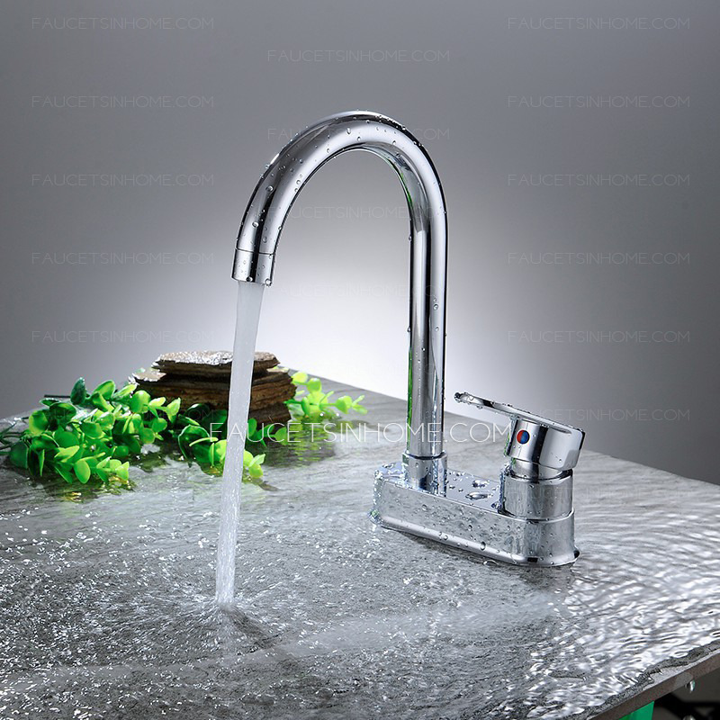 Discount Modern Centerset Gooseneck Kitchen Sink Faucet Two Hole