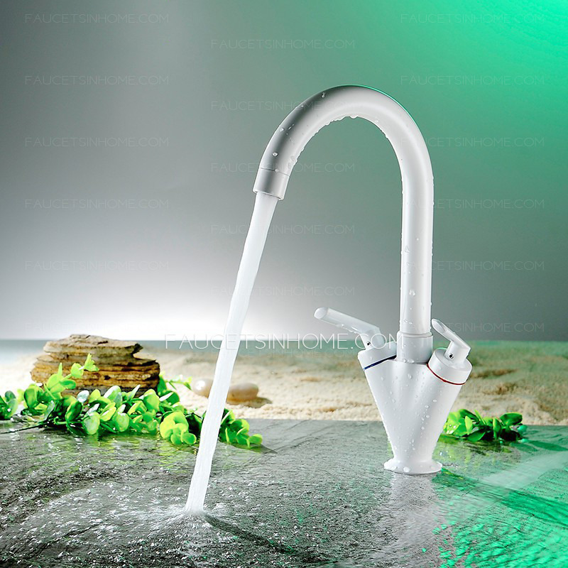 Affordable Utility Designer White Kitchen Sink Faucet Two Handle Single Hole