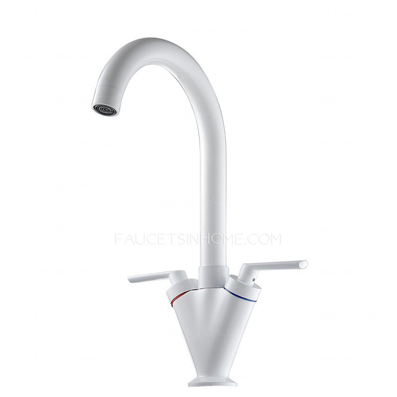 Affordable Utility Designer White Kitchen Sink Faucet Two Handle Single Hole