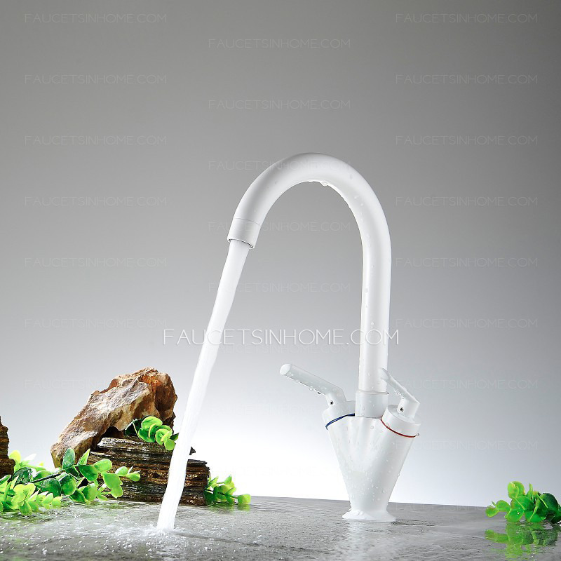 Affordable Utility Designer White Kitchen Sink Faucet Two Handle Single Hole