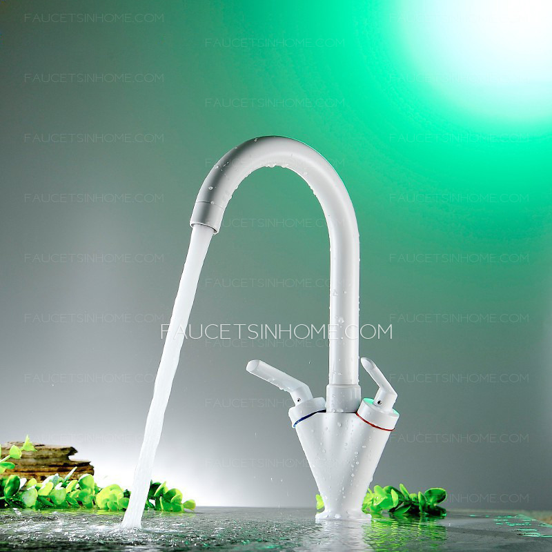 Affordable Utility Designer White Kitchen Sink Faucet Two Handle Single Hole