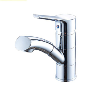 Contemporary Utility Pull Out Chrome Bathroom Sink Faucet Single Handle