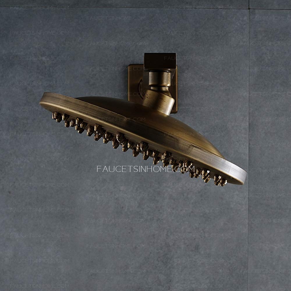 8-inch Round Rainfall Shower Fixture Shower Head Wall Mounted Shower Antique Brass