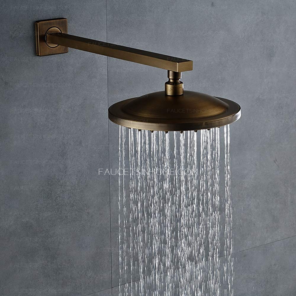 8-inch Round Rainfall Shower Fixture Shower Head Wall Mounted Shower Antique Brass