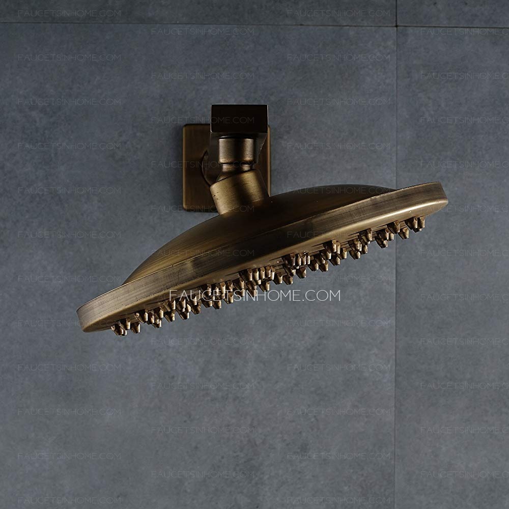 8-inch Round Rainfall Shower Fixture Shower Head Wall Mounted Shower Antique Brass