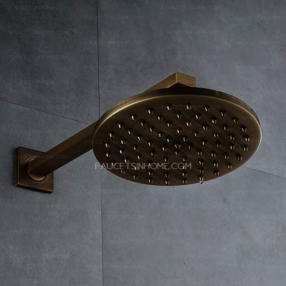 8-inch Round Rainfall Shower Fixture Shower Head Wall Mounted Shower Antique Brass