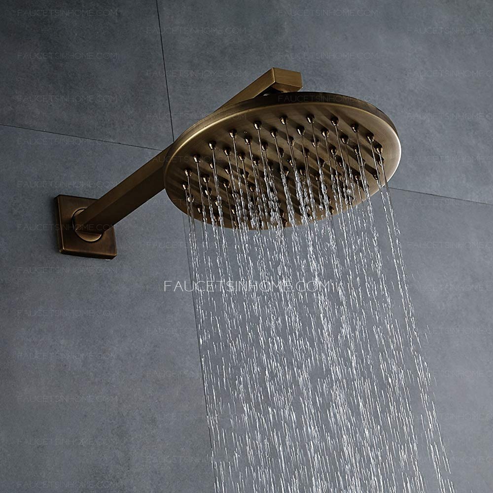 8-inch Round Rainfall Shower Fixture Shower Head Wall Mounted Shower Antique Brass