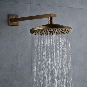 8-inch Round Rainfall Shower Fixture Shower Head Wall Mounted Shower Antique Brass