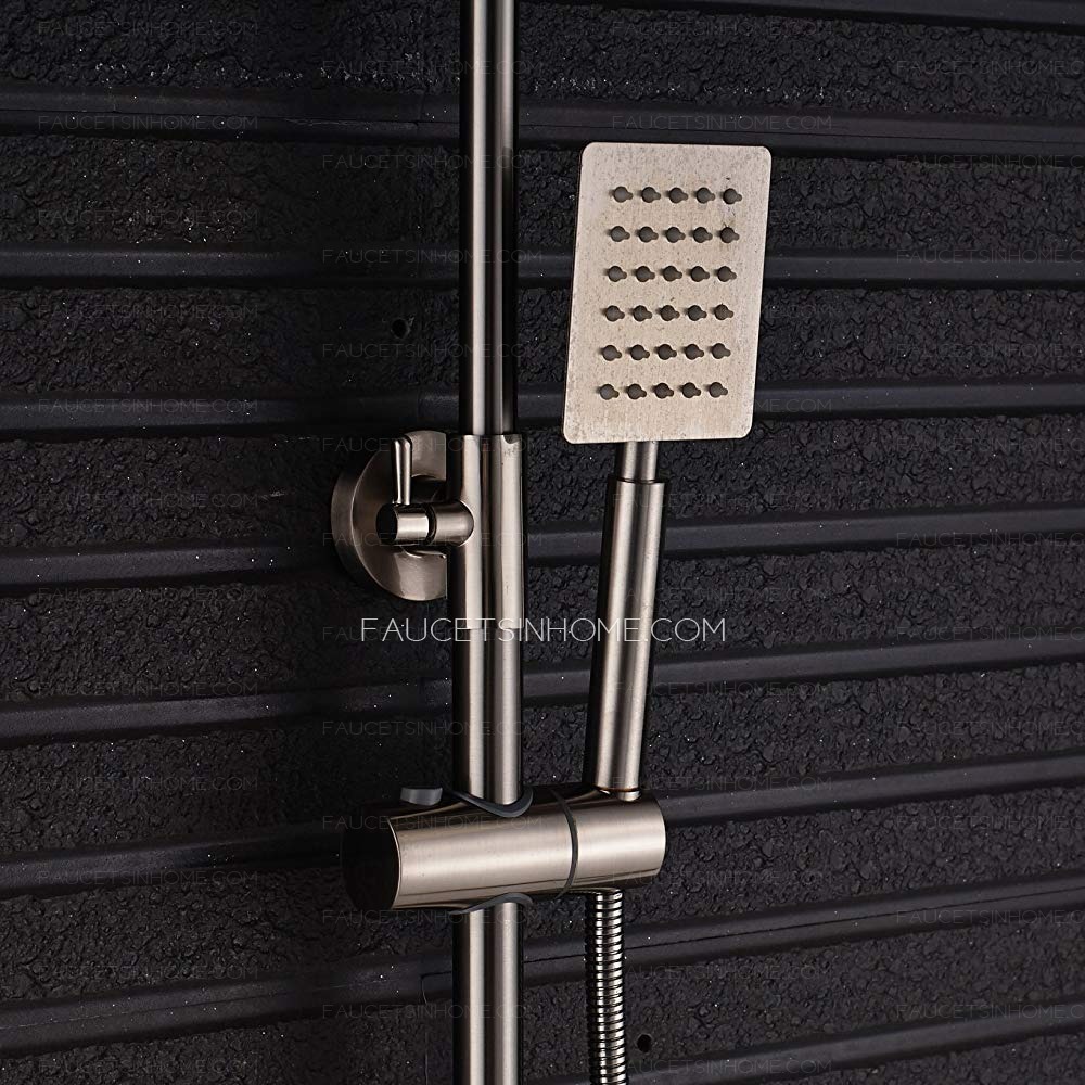 Handheld Spray Brushed Nickel Shower Faucet Kit 8-inch Square Top Showerhead 