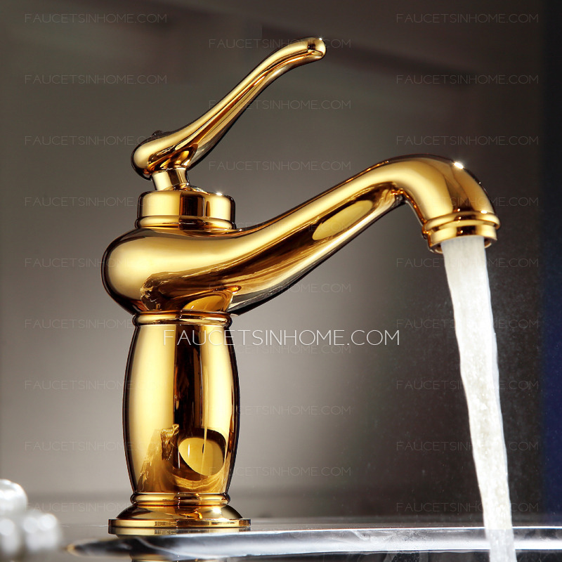 Vintage Luxury Golden Bathroom Sink Faucet Single Hole Single Handle