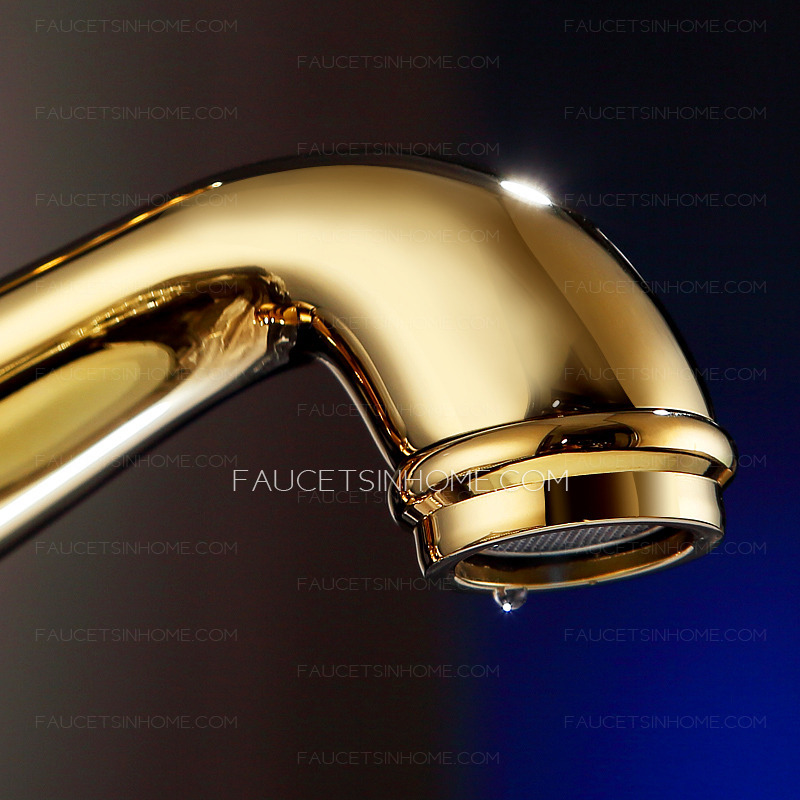 Vintage Luxury Golden Bathroom Sink Faucet Single Hole Single Handle