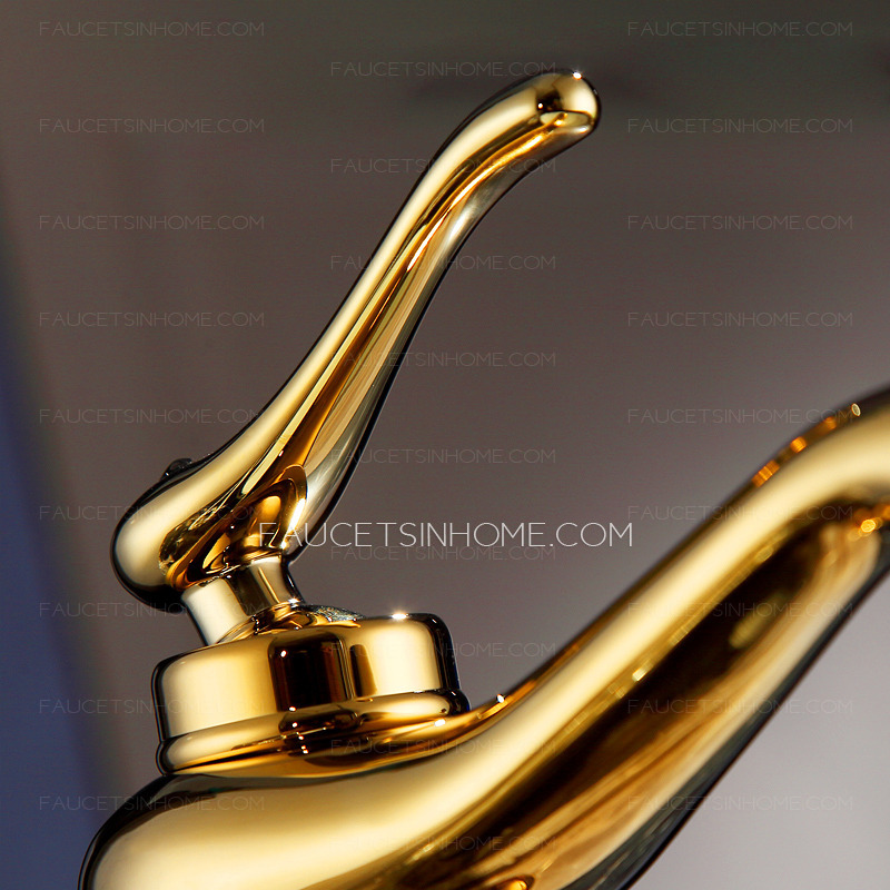 Vintage Luxury Golden Bathroom Sink Faucet Single Hole Single Handle