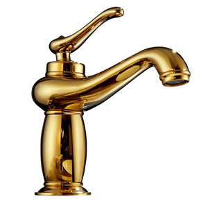 Vintage Luxury Golden Bathroom Sink Faucet Single Hole Single Handle