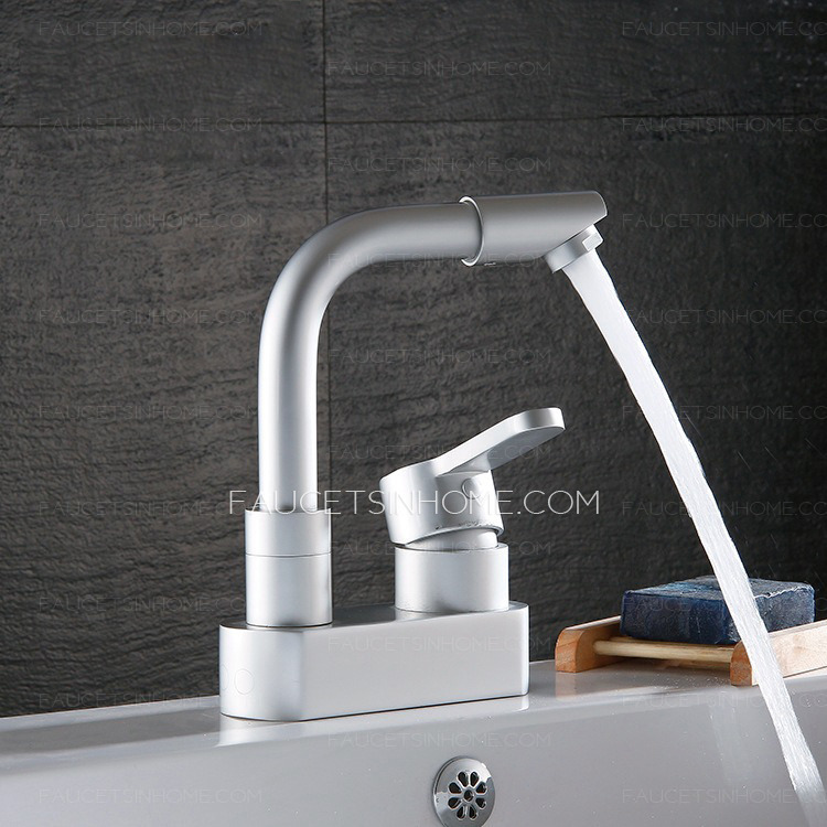 Contemporary 2 Hole Aluminum Bathroom Sink Faucet Single Handle