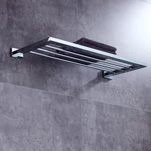 Simple Classical Chrome Bathroom Towel Shelves Wall Mounted Square