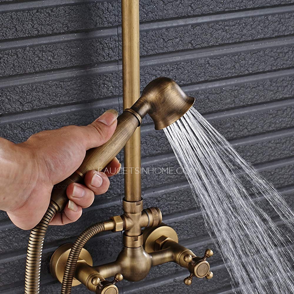 Mixing Rainfall Shower Wall Mount Bathroom Shower Set Handheld Spray 