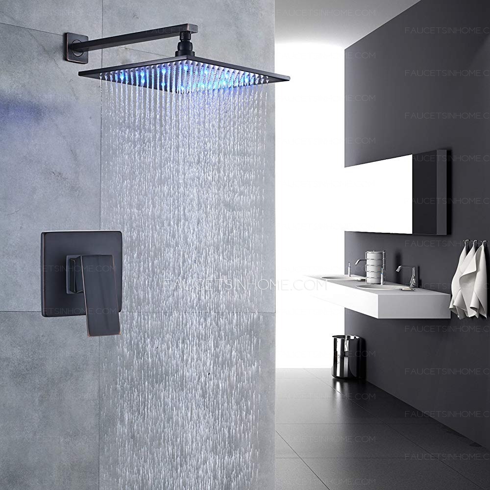 Oil Rubbed Bronze Bathroom Rainfall Shower Head With Led Light