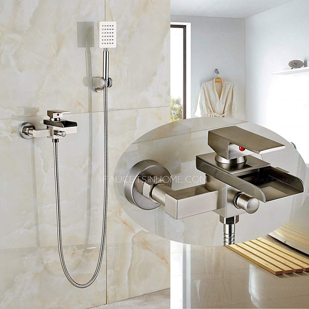 Contemporary Bathroom Handheld Shower Faucet Waterfall Bathtub