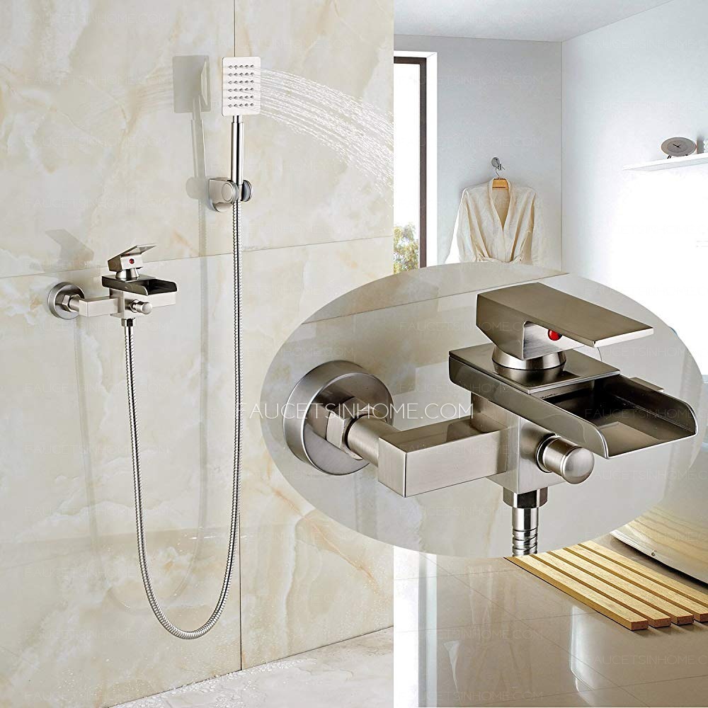 Contemporary Bathroom Handheld Shower Faucet Waterfall Bathtub