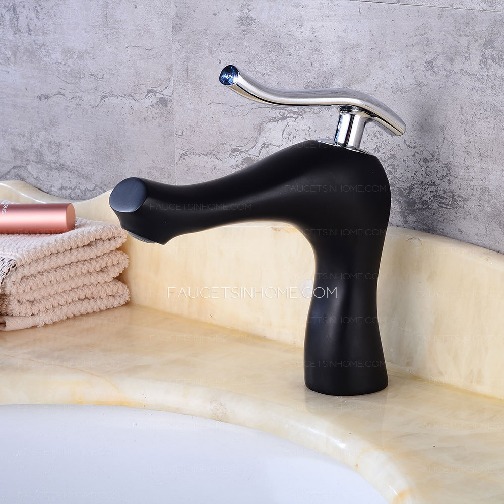 Discount Modern Matte Black Bathroom Sink Faucet Single Handle Hole