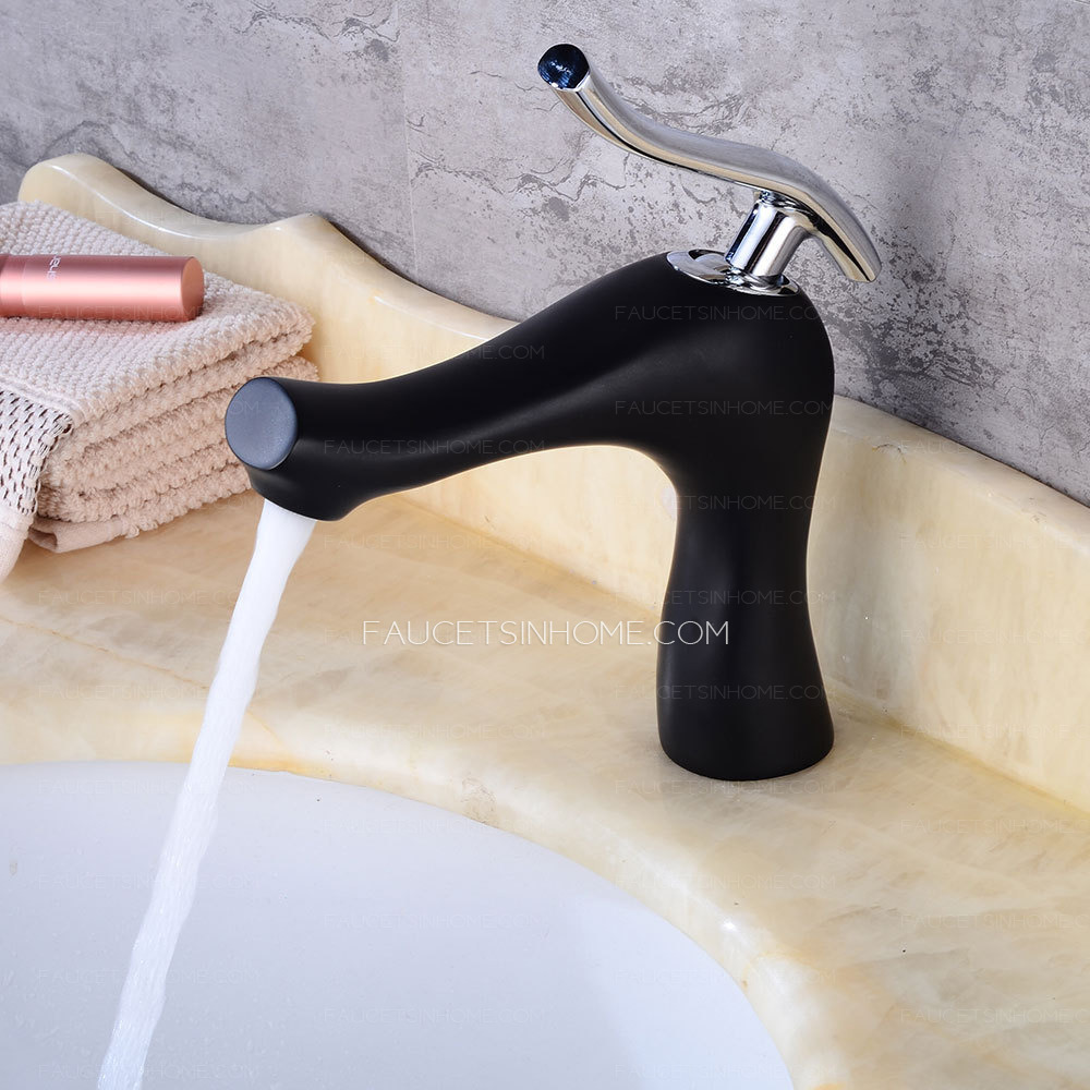 Discount Modern Matte Black Bathroom Sink Faucet Single Handle Hole